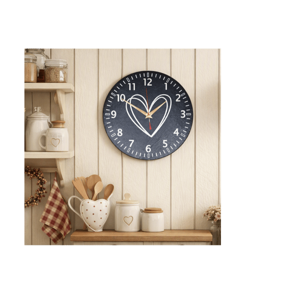 23cm Slate clock (heart)