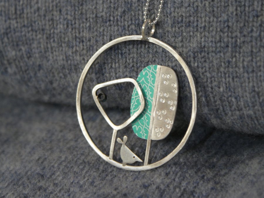 Two trees necklace - sterling silver and aluminium