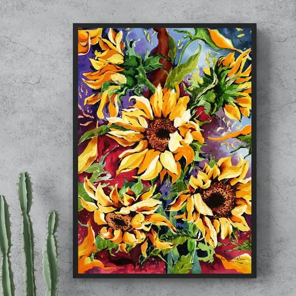 Sunflower Study: Original Watercolour Art - Unframed, Unmounted