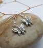 silver plated earrings with silver butterfly charms