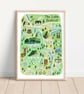 Lake District Illustrated Map Print  A5, A4, A3