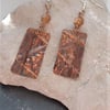 Rustic Copper Fold Formed Earrings with glass beads