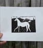 Cherhill White Horse original linocut 