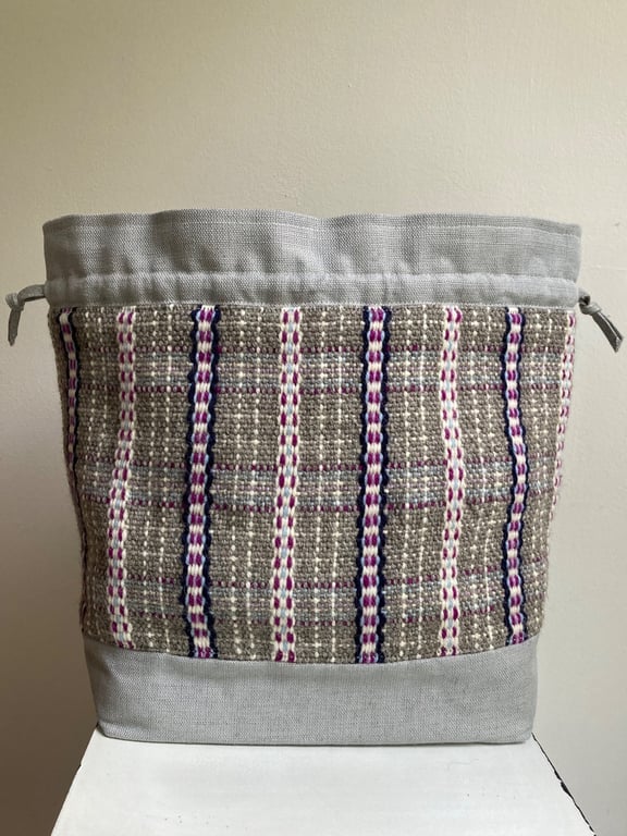 Cariad Bag - Damson & Navy Blue. Handwoven in Wales