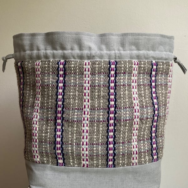 Cariad Bag - Damson & Navy Blue. Handwoven in Wales