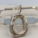 Molten Sterling Silver Initial O Pendant – Handmade Organic Letter Necklace