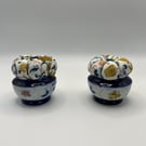 A Pair of Vintage Upcycled Ceramic Decorative Small Pin Cushions