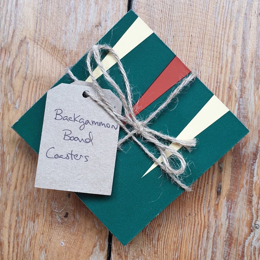 Backgammon Boardgame Coasters - Upcycled from Real Board