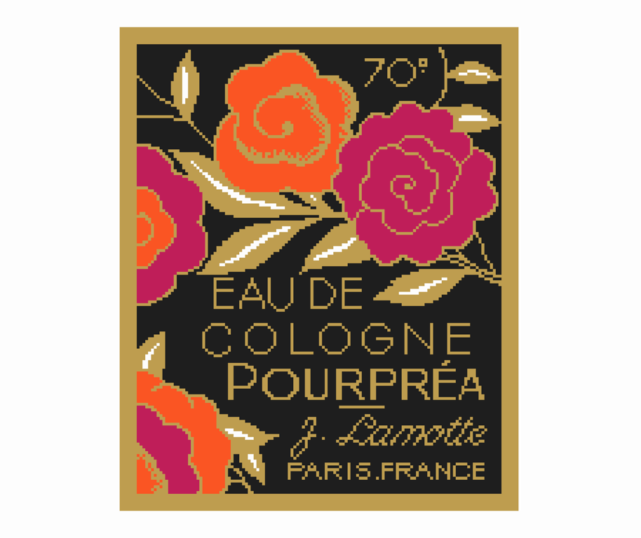 182A Vintage Art Deco Lamotte Pourpréa French perfume cross stitch Pattern No.1