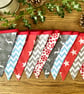 Handmade Red, Grey and Blue Christmas Bunting - Handmade Fabric Garland