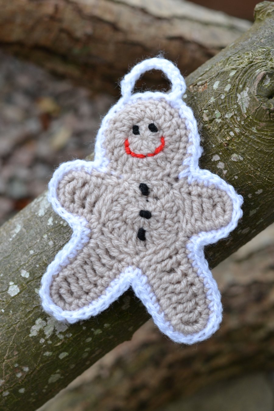 Hand Crocheted Gingerbread Man Xmas Decoration