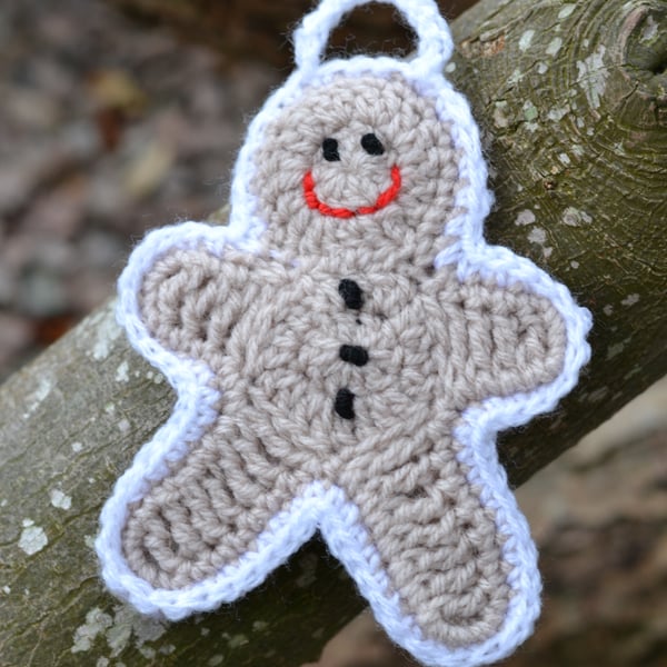 Hand Crocheted Gingerbread Man Xmas Decoration