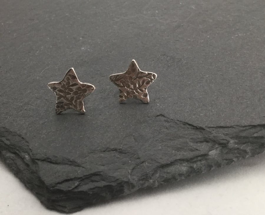 Fine Silver Star Stud Earrings