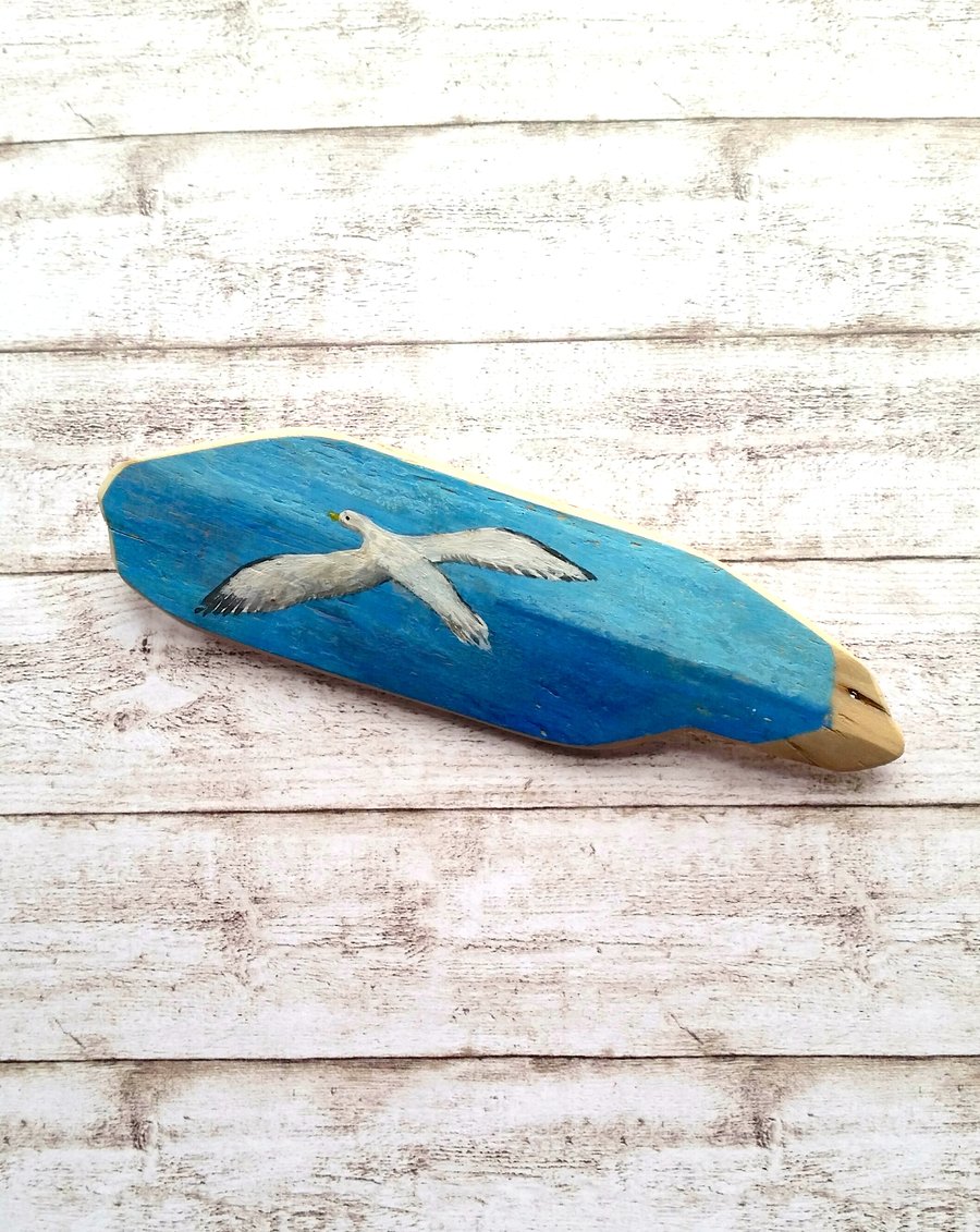 Brooch driftwood painted seabird. SALE