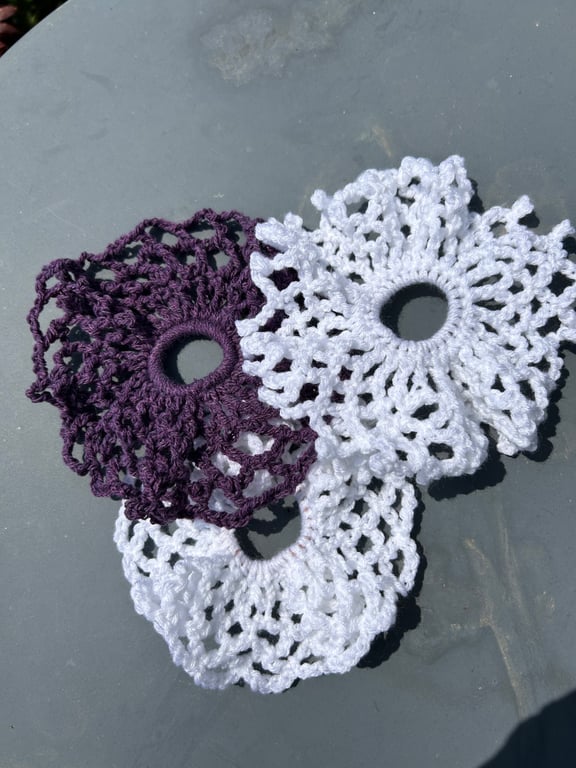 Set of 3 Handmade crochet scrunchies in vegan yarn