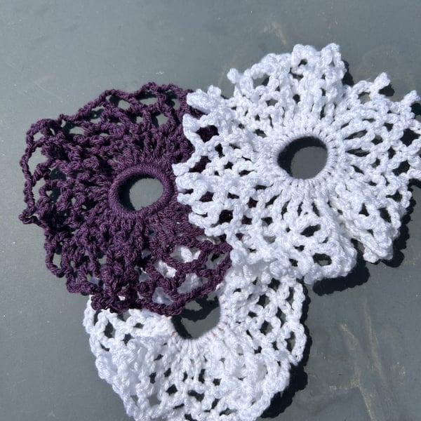 Set of 3 Handmade crochet scrunchies in vegan yarn