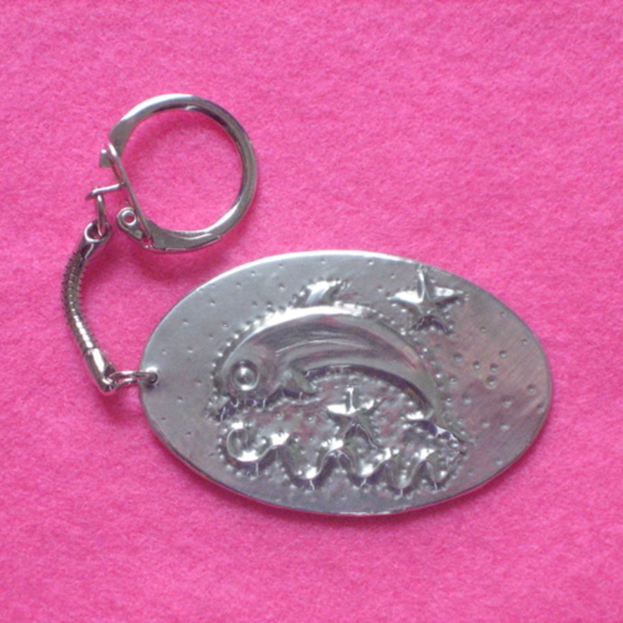 Pewter keyring,dolphin design