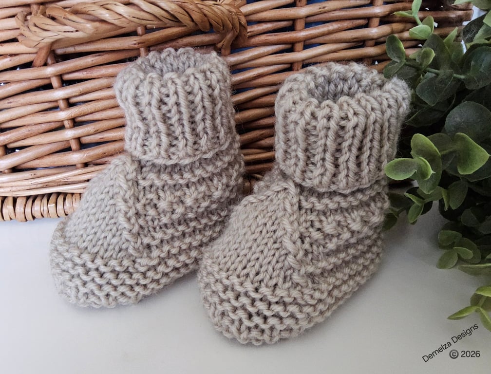 Designer Super Soft Merino Wool Baby Booties 0-3 months size