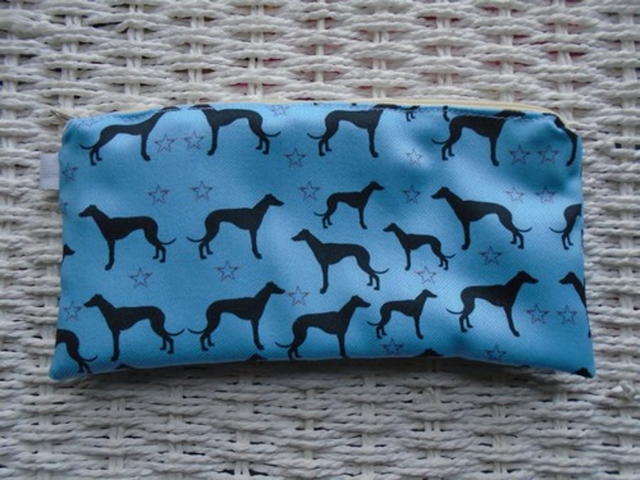 Greyhound Stars Pencil Case or Small Make Up Bag.