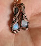 Natural Wire Wrapped Moonstone & Copper Dangle Earrings Gift Crystal Jewellery 