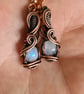 Natural Wire Wrapped Moonstone & Copper Dangle Earrings Gift Crystal Jewellery  - Image 1
