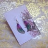 Dainty Purple and Green Iridescent Sterling Silver Fairy Wing Earrings
