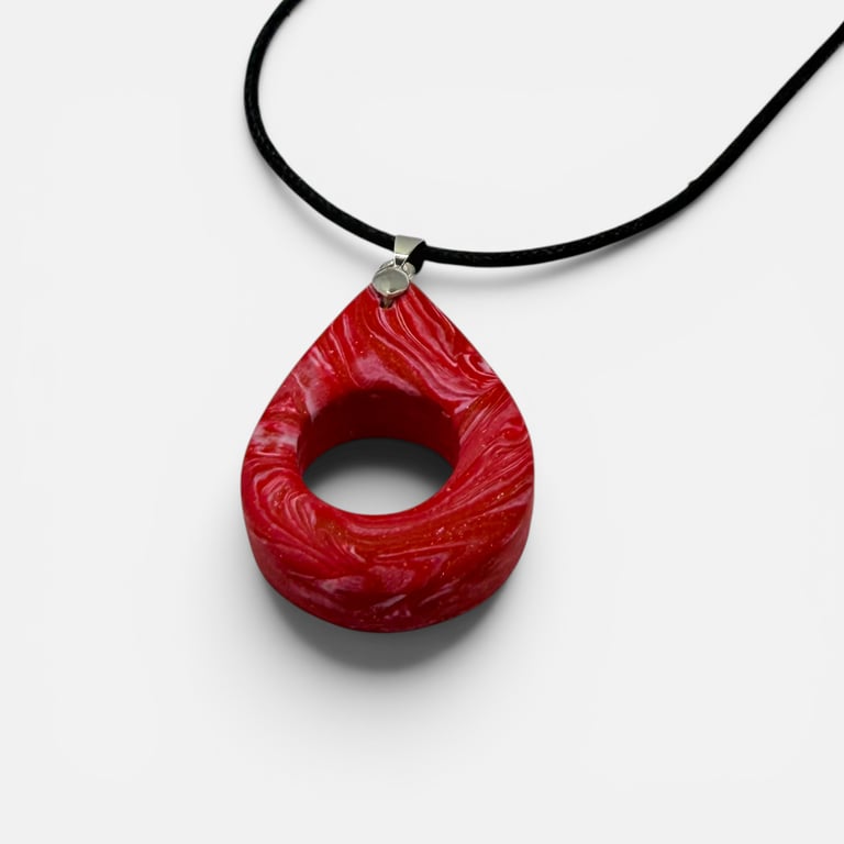 Red and White Marbled Glasses Holder Necklace