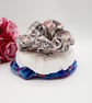 3 large scrunchies,  white satin, blue petal and william morris.   - Image 9