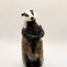 Needle felt badger figurine 