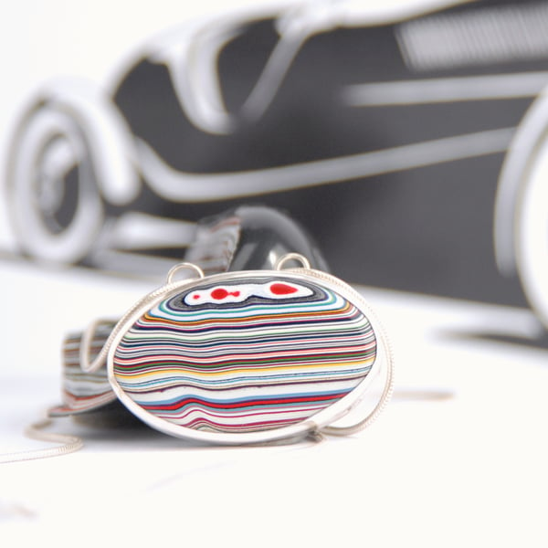 Oval stripes fordite pendant