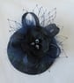Black Watch Tartan Navy & Black Cocktail Percher Fascinator Mini Hat 