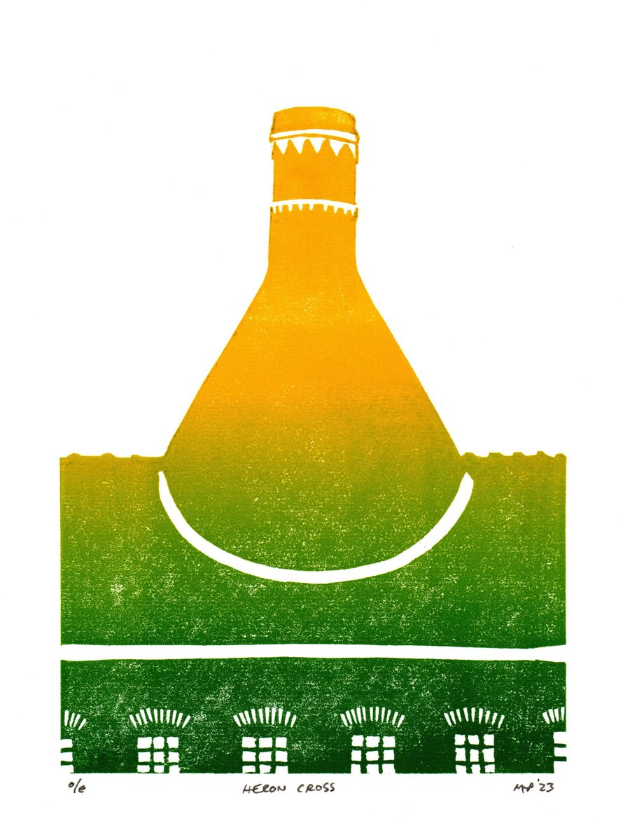 Heron Cross original linocut