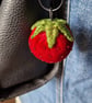 Strawberry textile art bag charm,keyring  - Image 4