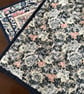 Genesha Garden quilted textile table topper pink white navy - Image 4
