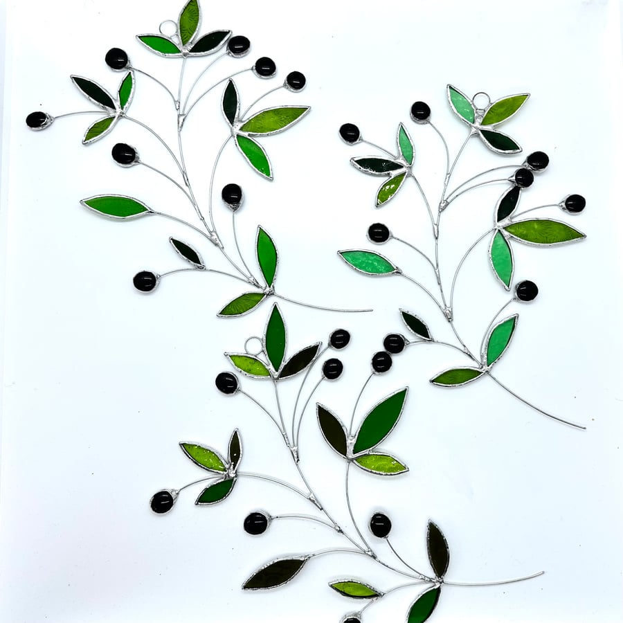 Stained Glass Olive Branch Suncatcher - Handmade Window Decoration 