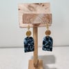 Dark mosaic arch dangle  polymerclay earrings