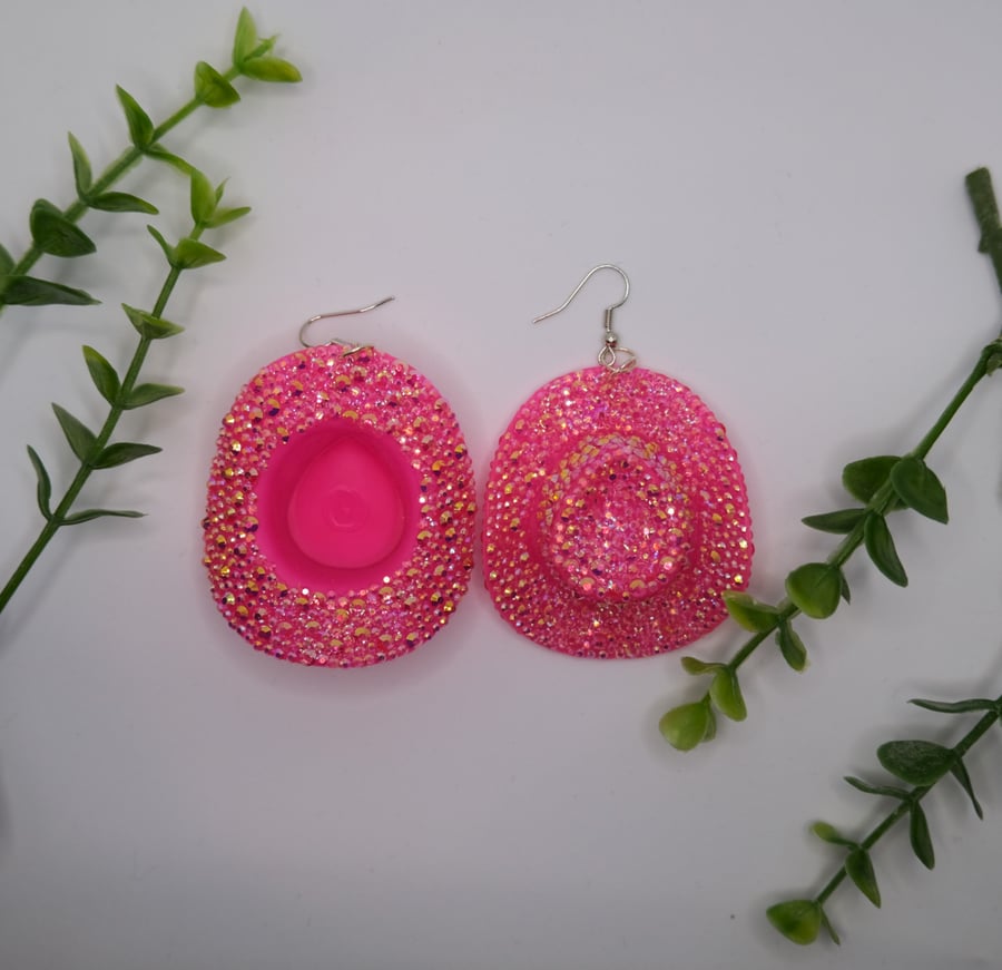 Rhinestone Cowgirl Cowboy Pair of Earrings 