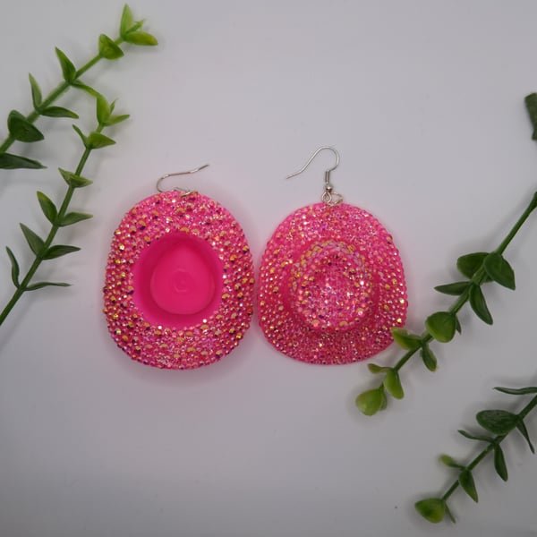 Rhinestone Cowgirl Cowboy Pair of Earrings 