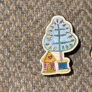 Pin badge - 1 blue tree