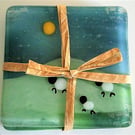 Fused glass sheep coasters