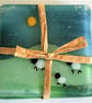 Fused glass sheep coasters