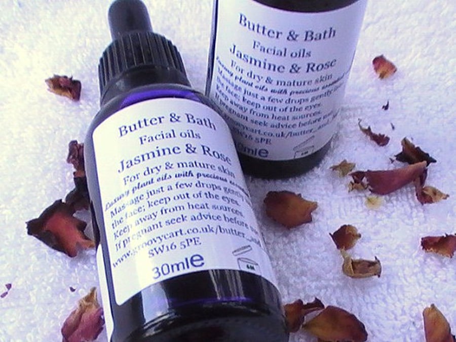 Mature Skin Natural Facial Oil with Jasmine and Rose 30ml, 1floz