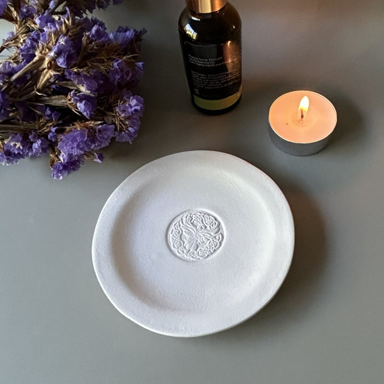 Essential Oil Diffuser - Clay Phoenix Motif Dish with Aroma Stones