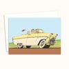 Funny Cartoon Greeting Card - Mid-Century Themed Hand Drawn Illustration