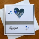Embellished Heart Engagement Card - Blue