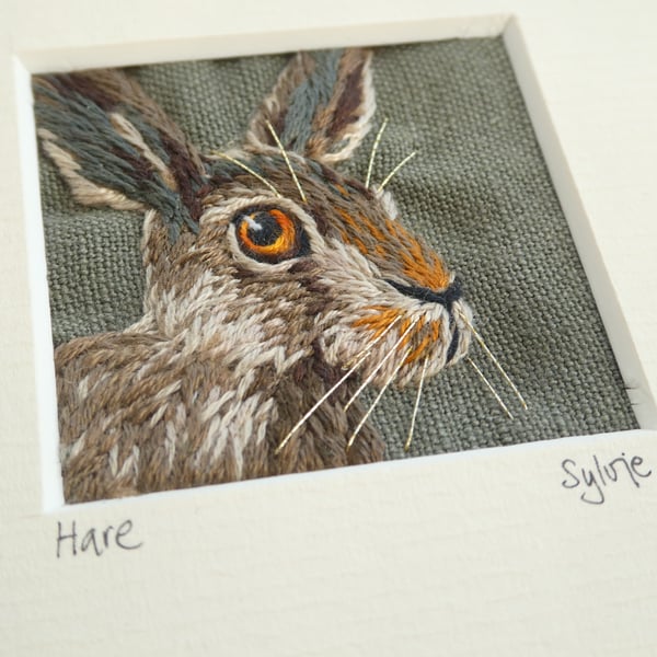 Hare - hand stitched picture