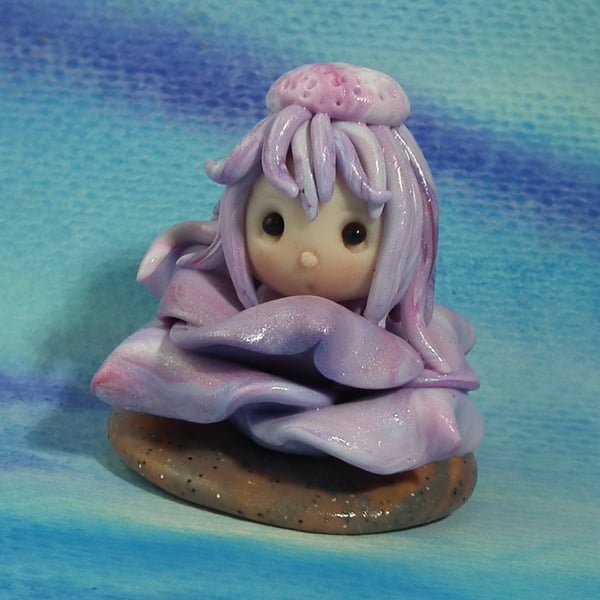 Tiny Blossom Gnome 'Lyla' flower tableau OOAK Sculpt by Ann Galvin