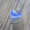 Silver bezel set Thames pottery heart pendant, necklace