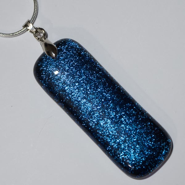 Sparkle & Bling - Blue Fused Glass Pendant - 1059