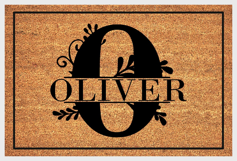 O Letter Door Mat - Personalised Monogram Letter O Welcome Mat - 3 Sizes